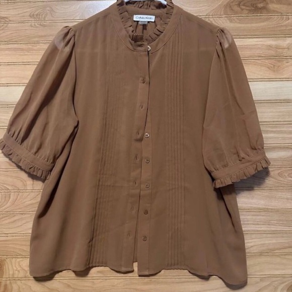 Calvin Klein Ruffle Blouse , Size S - Picture 2 of 7